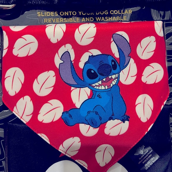 Disney Dog Collar w/Bandanas Stitch & Mickey Set Large - Picture 3 of 6